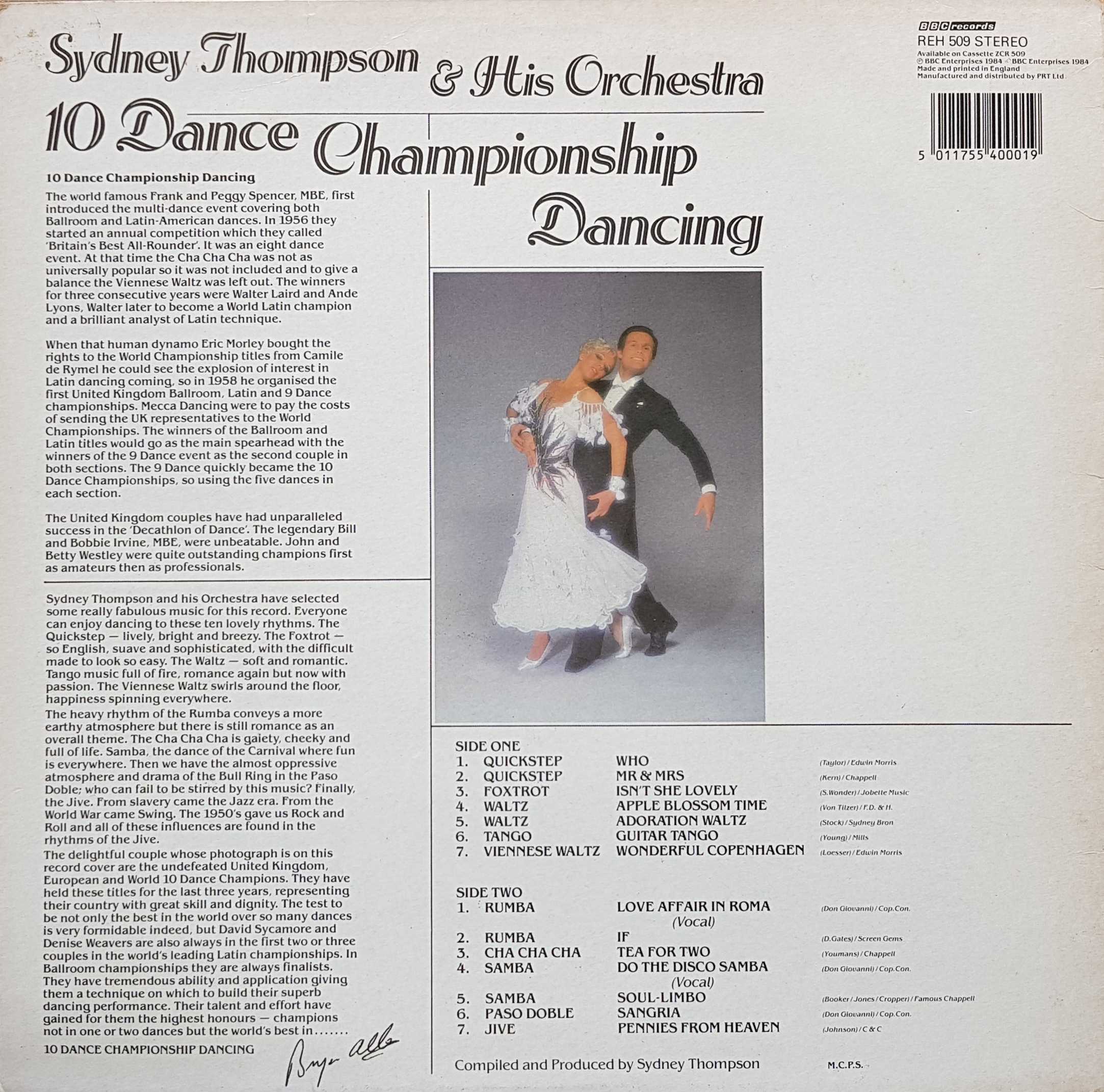 Picture of REH 509 Sydney Thompson - 10 dance championship dancing by artist Various / Sydney Thompson and his orchestra from the BBC records and Tapes library